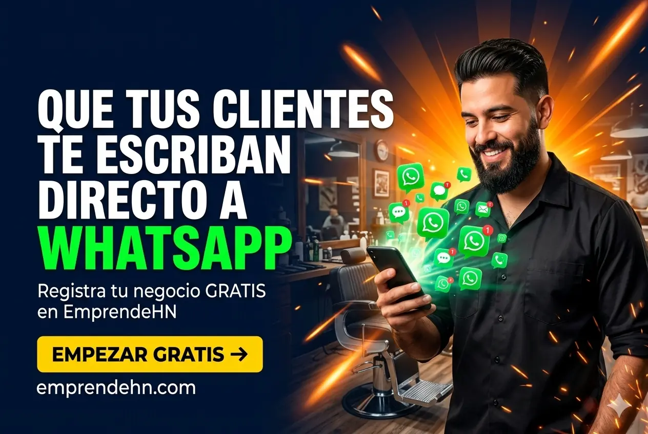 Que tus clientes te escriban directo a WhatsApp. Registra tu negocio gratis en EmprendeHN. Empezar gratis.